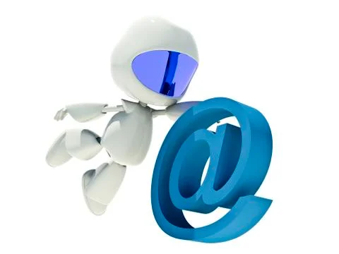 Fast communications concept, 3d character with web icon email Stock Illustration