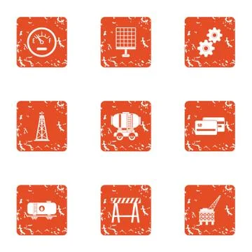 Fast construction icons set, grunge style Stock Illustration
