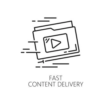 Fast content delivery network, CDN thin line icon Stock Illustration