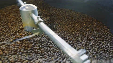 Fast cooling roasted coffee with mixer. Stock Footage 142256799