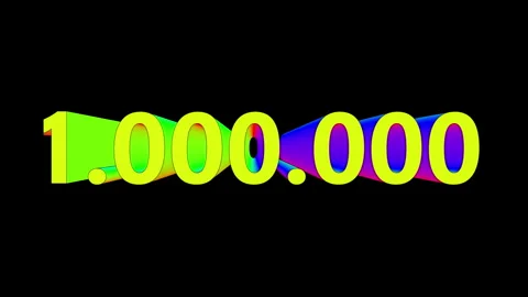 Fast count from zero to million in colorful 3D style Stock Footage 309880972