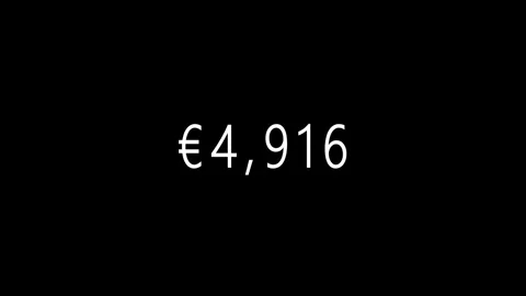 Fast counting euro currency with white digital numbers on black background Stock Footage 340254447