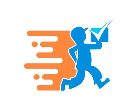 Fast courier delivery with box checklist Illustrazione stock