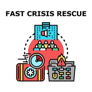 Fast crisis rescue strategy managing emergency situation Stockillustratie