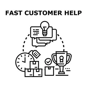 Fast customer help providing support and solutions quickly Stock Illustration