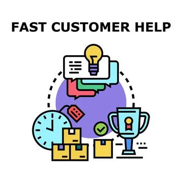 Fast customer help providing support and solutions quickly Stock Illustration