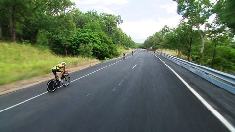 Fast cyclist on a triathlon Stock Footage 80013416