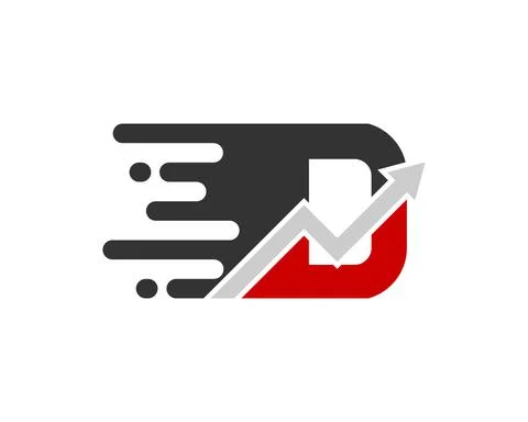 Fast D letter initial with up arrow inside Illustrazione stock