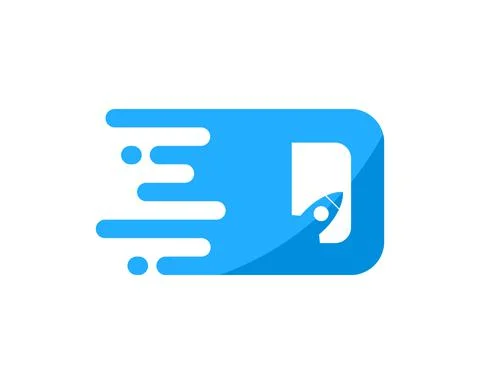 Fast D letter initial with rocket inside Stock Illustration