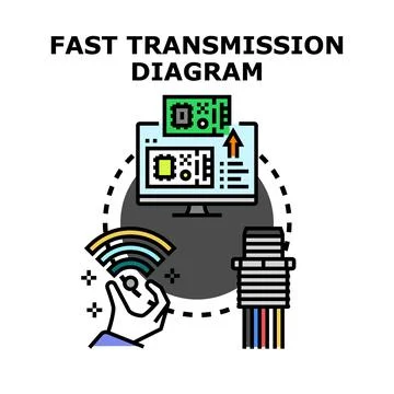 Fast data transmission concept diagram displaying connectivity solutions Illustrazione stock