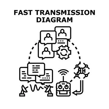 Fast data transmission process diagram concept Stock Illustration