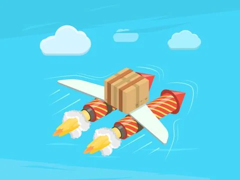 Fast deliery flat isometric vector concept. Stock Illustration