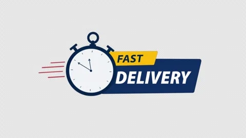 Fast Delivery Animated Graphic with Moving Clock - Transparent Stock Footage 342369816