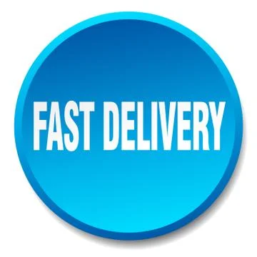 Fast delivery blue round flat isolated push button Illustrazione stock
