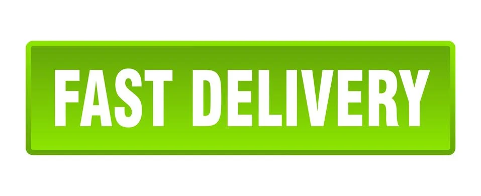 Fast delivery button. fast delivery square green push button Illustrazione stock