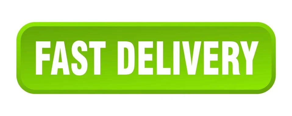 Fast delivery button. fast delivery square 3d push button Stock Illustration