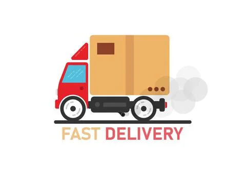 Fast delivery car on white background. Delivery of the product to the client. Stock Illustration