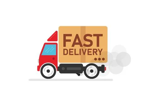 Fast delivery car on white background. Delivery of the product to the client. Stock Illustration