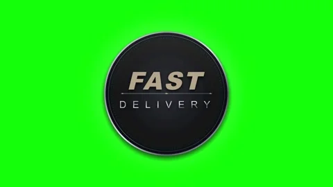 Fast delivery circular badge motion with green screen background, for e-com.. 스톡 동영상 344855296