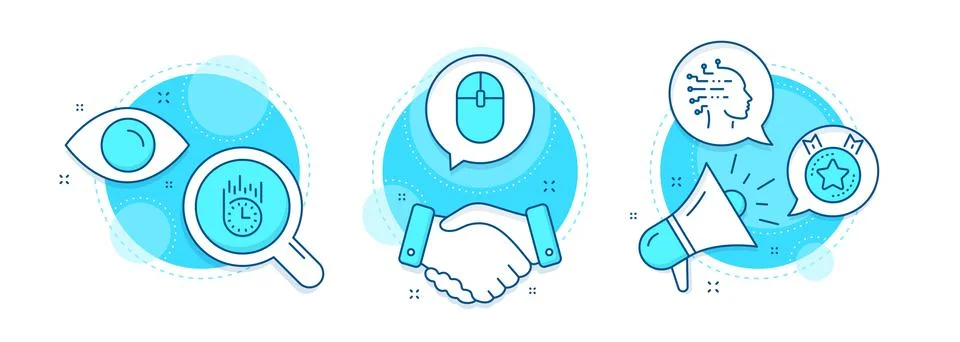 Fast delivery, Computer mouse and Artificial intelligence icons set. Ranking Stock Illustration