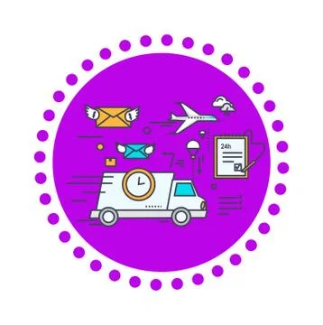 Fast Delivery Concept Icon Flat Design Stock Illustration