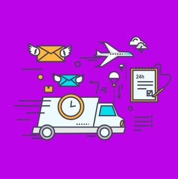 Fast Delivery Concept Icon Flat Design Stock Illustration