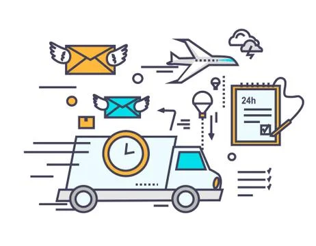 Fast Delivery Concept Icon Flat Design Stock Illustration