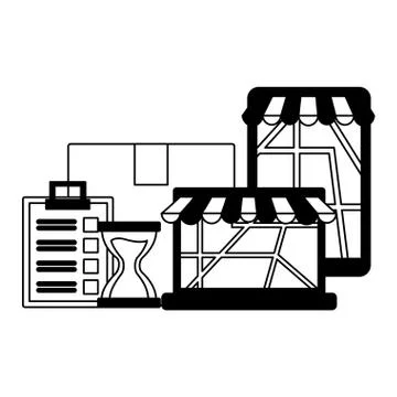 Fast delivery devices app Illustrazione stock