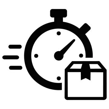 Fast delivery expression stopwatch with shipping box Stock Illustration