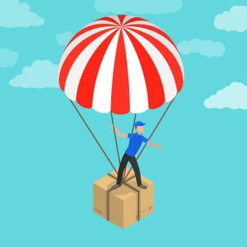 Fast delivery flat isometric vector concept. Stock Illustration