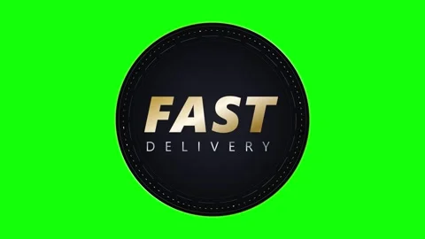 Fast delivery gold badge motion on green screen for e-commerce and logistic.. Stock Footage 344855302