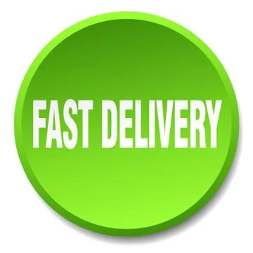 Fast delivery green round flat isolated push button Illustrazione stock