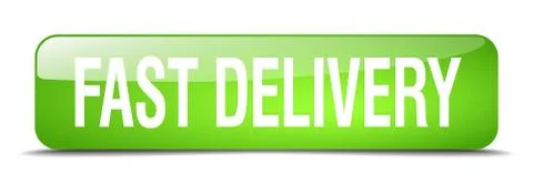 Fast delivery green square 3d realistic isolated web button Illustrazione stock