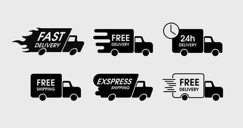 Fast delivery icon set. Van cargo delivery Stock Illustration