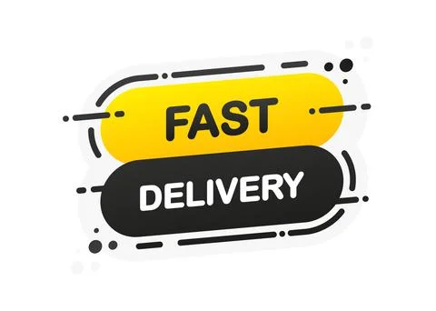 Fast Delivery isolated yellow flat banner on white background. Vector illustr Stock Illustration