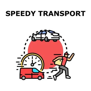 Fast delivery logistics system transporting goods quickly Illustrazione stock