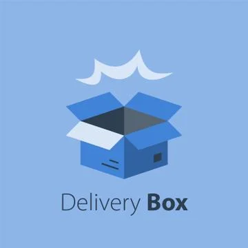 Fast delivery, open box, shipping order, distribution services, pick up point Stock Illustration