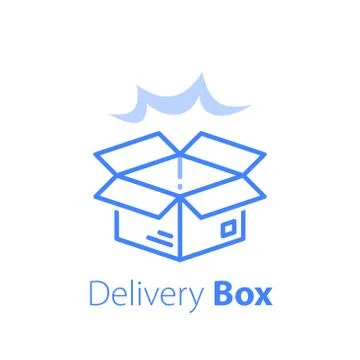 Fast delivery, open box, shipping order, distribution services, pick up point Stockillustratie