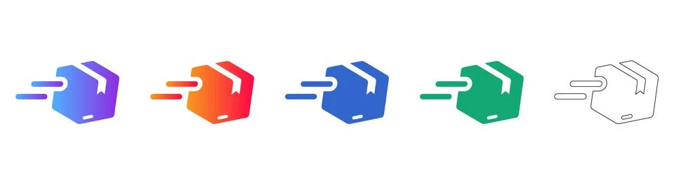 Fast Delivery Package Icon Set Ilustração Stock