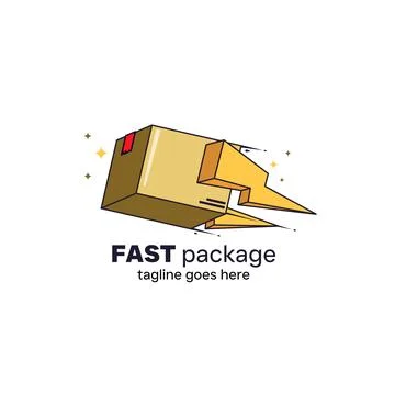 Fast delivery package logo template design Stock Illustration