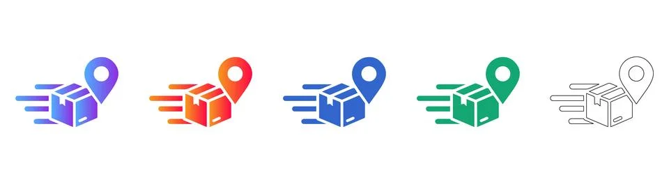 Fast Delivery Package Tracking Vector Icons Stock Illustration