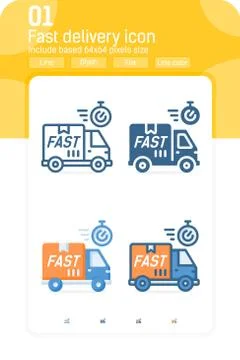 Fast delivery premiun icon with multiple style isolated on white background Stock Illustration