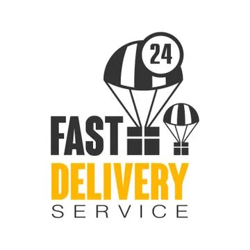 Fast delivery service 24 hours logo design template, vector Illustration on a Stock Illustration