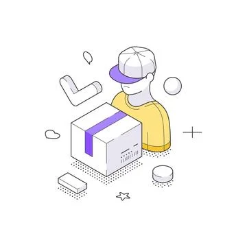 Fast Delivery Service And E-commerce Logistics Shipping Concept Isometric V.. Stock Illustration