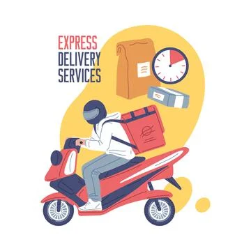 Fast delivery service design concept, vector illustration isolated on white Stock Illustration