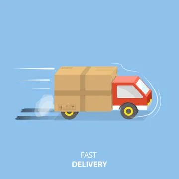 Fast delivery service flat vector illustration. Stock Illustration
