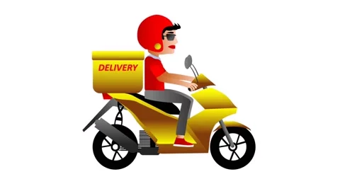 Fast delivery service using scooters with a white background Stock Footage 158875359