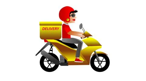 Fast delivery service using scooters with a white background Stock Illustration