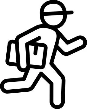 Fast Delivery Service Vector Icon Depicting a Running Courier Carrying a Pa.. Stock Illustration