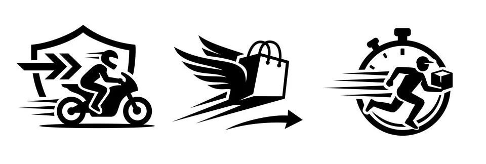 Fast Delivery Service Vector Logo Set Stock Illustration